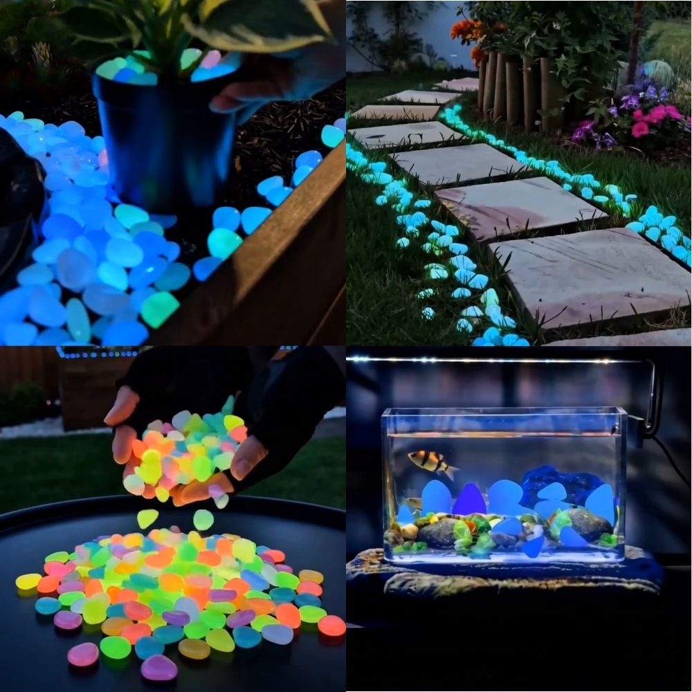 Aquarium Light - Kolorowe, świecące w ciemności kamienie dekoracyjne